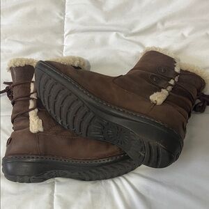 UGG Brown Ankle Boots with Cream Trim